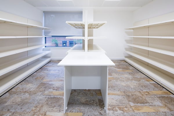 Stylish office interior design open storage