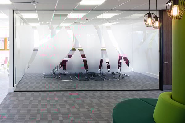Cambridge office relocation project glass room divider