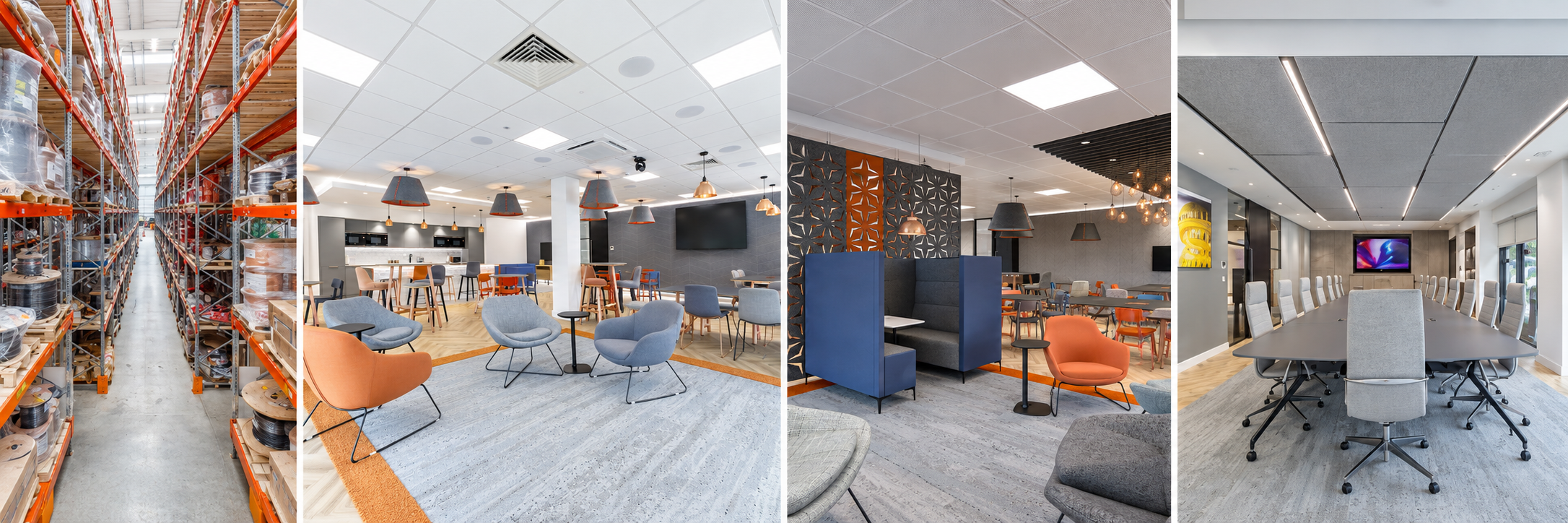 Modern Workplace and Warehouse Montage