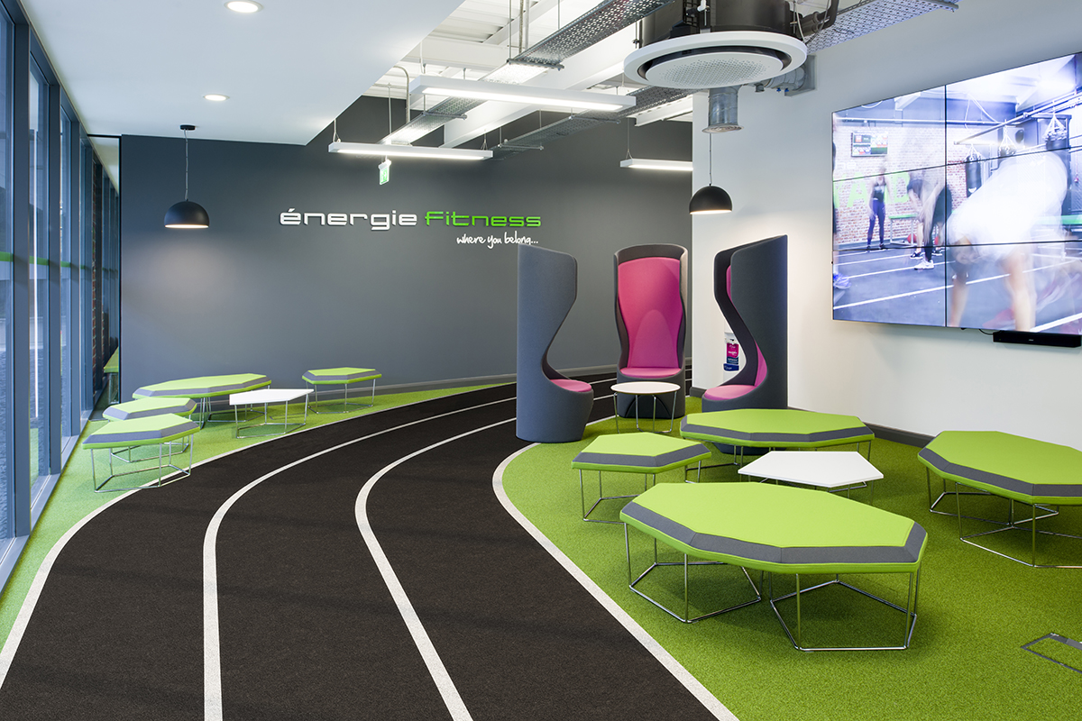 Milton Keynes Office Fitout running track design feature