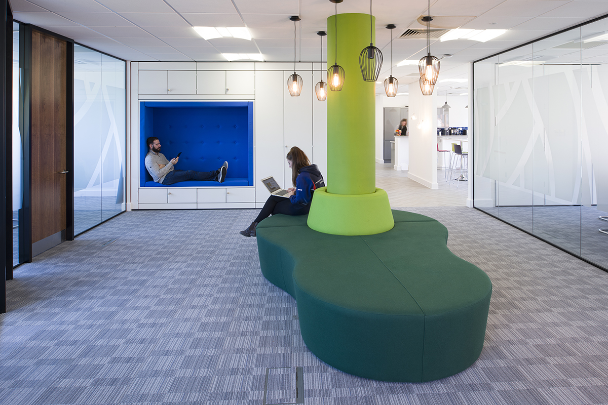 Cambridge office relocation project soft seating area